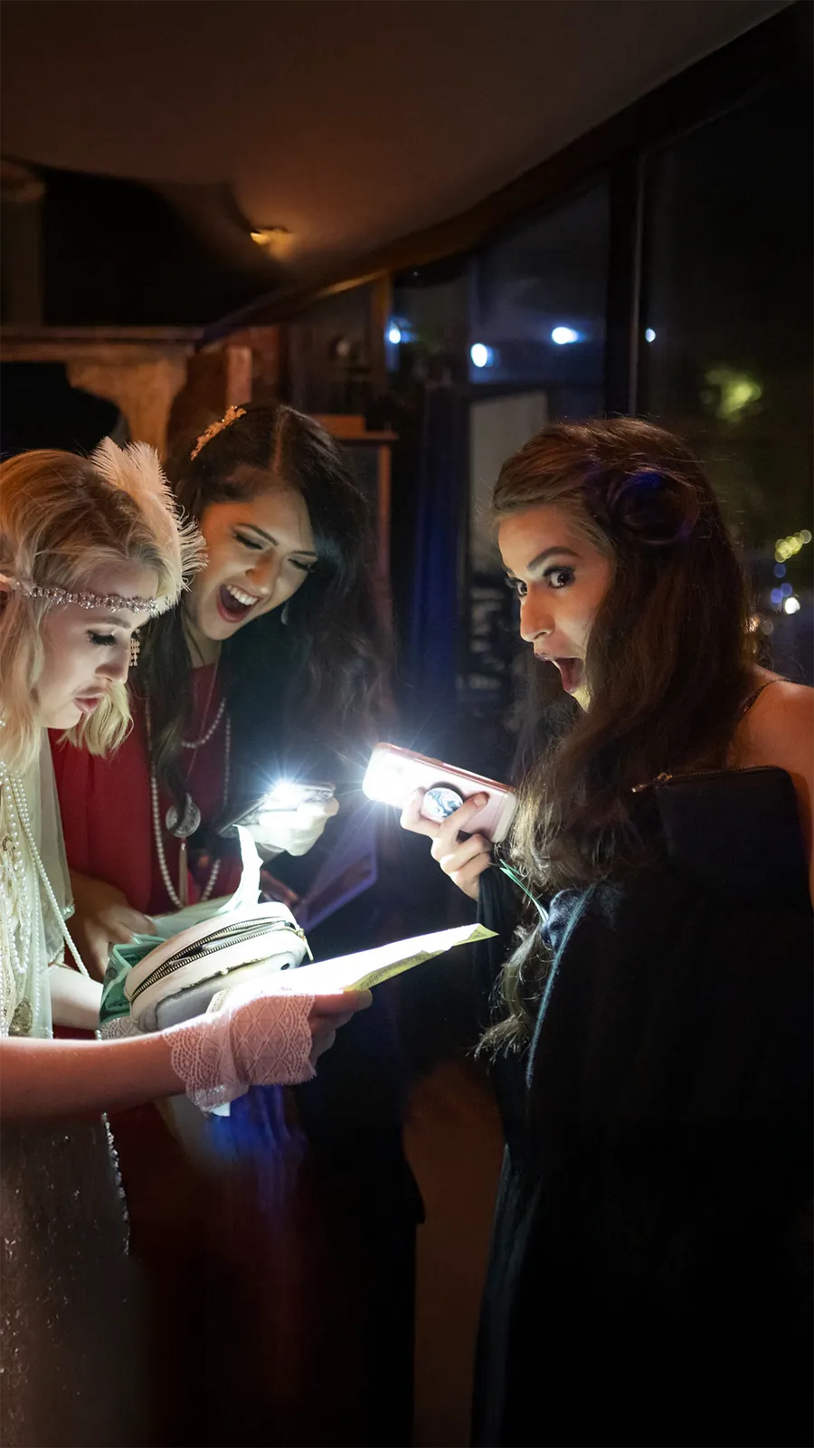 Guests at a Murder Mystery Company public dinner show in San Antonio
